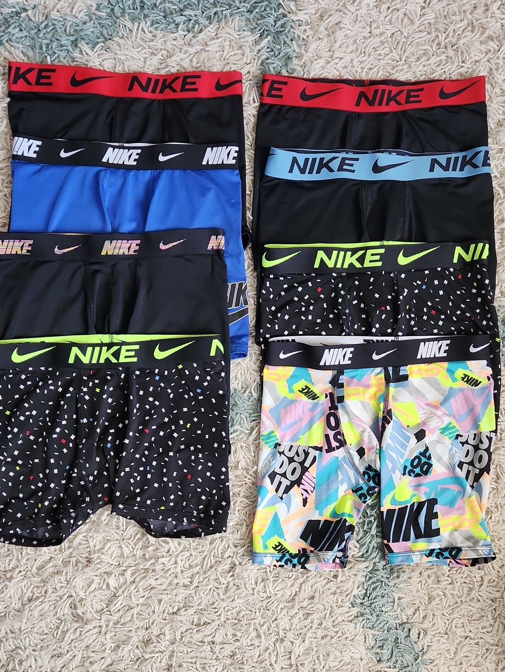 Bundle Lot Nike Kids' Athletic Boxer Briefs - Black, Blue, Neon, Multi GUC